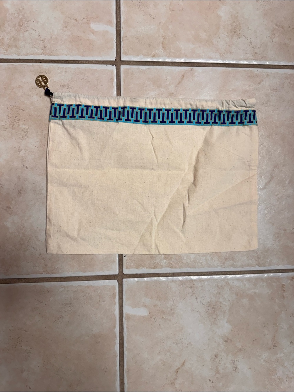 Tory Burch Drawstring Pouch with Gold Logo Closure